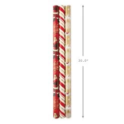 Hallmark Red And Gold 3-Pack Reversible Christmas Wrapping Paper, 120 Sq. Ft. -Hallmark 3Pack Red and Gold Reversible Christmas Wrapping Paper 5JXW1029 03