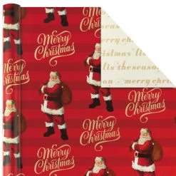 Hallmark Red And Gold 3-Pack Reversible Christmas Wrapping Paper, 120 Sq. Ft. -Hallmark 3Pack Red and Gold Reversible Christmas Wrapping Paper 5JXW1029 04