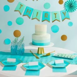 Hallmark Color Pop 60-Piece Tableware Premium Party Kit, Aqua Hexagon -Hallmark Aqua Hexagon Shape Plates Party in a Box Supplies 5CLP1011 03