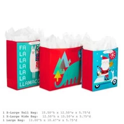 Hallmark 13" And 15.5" Assorted Kids 3-Pack Christmas Gift Bags With Tissue Paper 10 Hallmark 13" And 15.5" Assorted Kids 3-Pack Christmas Gift Bags With Tissue Paper -Hallmark Assorted L and XL Kids Christmas Gift Bags 5XGB4896 03