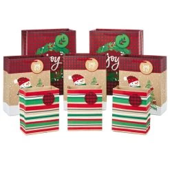 Hallmark 10 Hallmark Assorted Rustic Designs 8-Pack Small, Medium And Large Christmas Gift Bags
