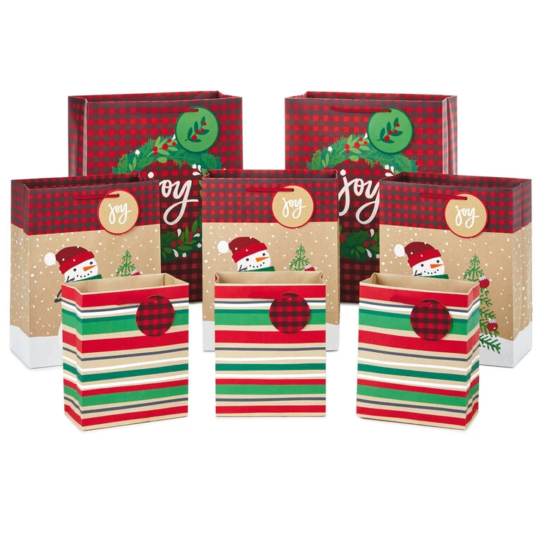 Hallmark Assorted Rustic Designs 8-Pack Small, Medium And Large Christmas Gift Bags 3 Hallmark Assorted Rustic Designs 8-Pack Small, Medium And Large Christmas Gift Bags