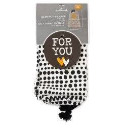 Hallmark 28" Black Dots With Heart Fabric Gift Bag With Tag -Hallmark Black Dots With Heart Fabric Gift Bag With Tag 1499EGB7347 04