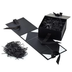 Hallmark 8" Square Black Gift Boxes With Paper Shred, 2-Pack -Hallmark Black Large Gift Boxes With Paper Shred 5EBC1856 04