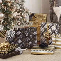 Hallmark Black And Gold 4-Pack Reversible Holiday Wrapping Paper Assortment, 150 Sq. Ft. -Hallmark Black and Gold Reversible Wrapping Paper Assortment 5JXW1737 02