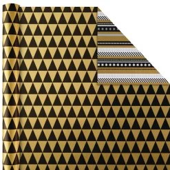 Hallmark Black And Gold 4-Pack Reversible Holiday Wrapping Paper Assortment, 150 Sq. Ft. -Hallmark Black and Gold Reversible Wrapping Paper Assortment 5JXW1737 05