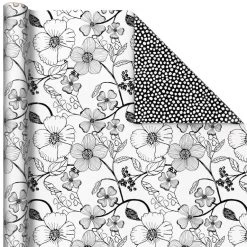 Hallmark Black And White Prints 3-Pack Reversible Wrapping Paper, 75 Sq. Ft. Total -Hallmark Black and White Prints 3Pack Reversible Gift Wrap 5EWR6401 05