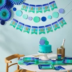 Hallmark Color Pop 96-Piece Tableware Basics Party Kit, Cool Ombré Stripe 6 Hallmark Color Pop 96-Piece Tableware Basics Party Kit, Cool Ombré Stripe -Hallmark Blue Green Stripe Party in a Box Party Supplies 5CLP1009 03