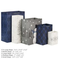 Hallmark Bulk Blue And Gray 18-Pack Holiday Gift Bags, Assorted Sizes And Designs 12 Hallmark Bulk Blue And Gray 18-Pack Holiday Gift Bags, Assorted Sizes And Designs -Hallmark Blue and Gray Holiday Gift Bags Bulk Pack 5XGB1425 03