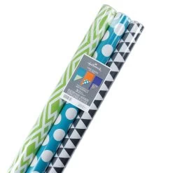 Hallmark Bold Patterns And Solids 3-Pack Reversible Wrapping Paper -Hallmark Bold Patterns and Solids 3Pack Reversible Wrapping Paper 5EWR6429 07