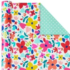 Hallmark Bright Florals 3-Pack Reversible Wrapping Paper, 120 Sq. Ft. Total 12 Hallmark Bright Florals 3-Pack Reversible Wrapping Paper, 120 Sq. Ft. Total -Hallmark Bright Flowers 3Pack Reversible Wrapping Paper 5EWR2433 04