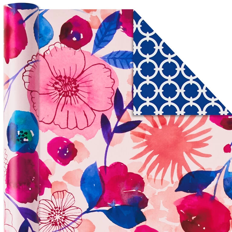Hallmark Bright Florals 3-Pack Reversible Wrapping Paper, 120 Sq. Ft. Total 8 Hallmark Bright Florals 3-Pack Reversible Wrapping Paper, 120 Sq. Ft. Total - Image 6
