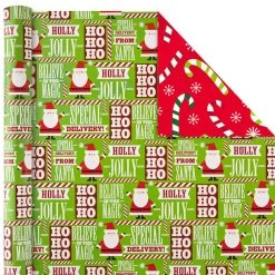 Hallmark Christmas Cheer 4-Pack Reversible Wrapping Paper Assortment, 150 Sq. Ft. -Hallmark Christmas Cheer Assortment Reversible Wrapping Paper 5JXW1736 04