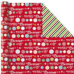 Hallmark Christmas Cheer 4-Pack Reversible Wrapping Paper Assortment, 150 Sq. Ft. -Hallmark Christmas Cheer Assortment Reversible Wrapping Paper 5JXW1736 06