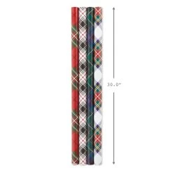Hallmark Classic Plaids 4-Pack Wrapping Paper Assortment, 120 Sq. Ft. -Hallmark Classic Plaids Christmas Wrapping Paper Assortment 5JXW1040 08