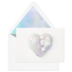 Hallmark Floral Laser Foil Heart Blank Note Cards, Box Of 8 -Hallmark Floral Laser Foil Heart Blank Note Cards 1499THK2105 04