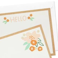Hallmark Ivory Floral Flat Note Cards In Caddy, Box Of 40 -Hallmark Floral SinglePanel Note Cards With Caddy 3CNT5048 05