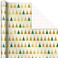 Hallmark Gold And Green 3-Pack Christmas Wrapping Paper Assortment, 120 Sq. Ft. -Hallmark Gold and Green Assortment Christmas Gift Wrap 5JXW1204 05
