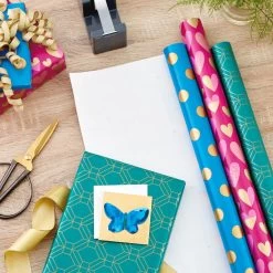 Hallmark Gold And Jewel Tones 3-Pack Wrapping Paper, 105 Sq. Ft. Total 10 Hallmark Gold And Jewel Tones 3-Pack Wrapping Paper, 105 Sq. Ft. Total -Hallmark Gold and Jewel Tones 3Pack Wrapping Paper Rolls 5EWR6389 02
