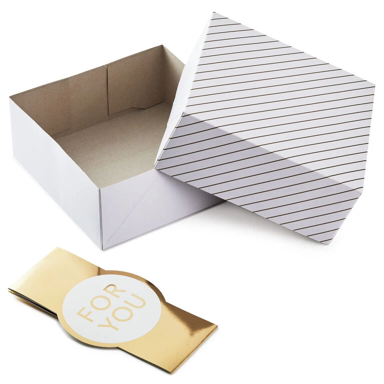 Hallmark 10" Gold And White Striped 2-Pack Gift Boxes With Bands 5 Hallmark 10" Gold And White Striped 2-Pack Gift Boxes With Bands - Image 3