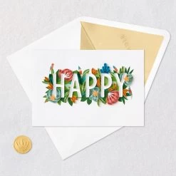 Hallmark Floral Happy Quilled Paper Handmade Birthday Card -Hallmark Happy and Flowers Quilled Paper Birthday Card for Her 1299LAD2728 05