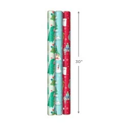 Hallmark Winter Friends 3-Pack Reversible Kids Christmas Wrapping Paper Assortment, 120 Sq. Ft. -Hallmark Kids Reversible Christmas Gift Wrap Assortment 5JXW1073 03