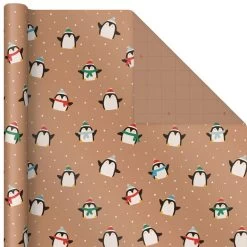 Hallmark Kraft Assorted 4-Pack Christmas Wrapping Paper, 88 Sq. Ft. -Hallmark Kraft Christmas Wrapping Paper for Kids JXW1085 05