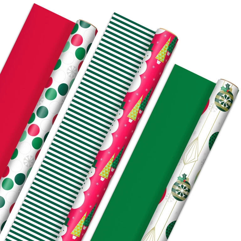 Hallmark Mod Holiday 3-Pack Reversible Wrapping Paper Assortment, 120 Sq. Ft. 3 Hallmark Mod Holiday 3-Pack Reversible Wrapping Paper Assortment, 120 Sq. Ft.