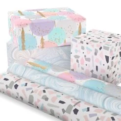 Hallmark Modern Muted 3-Pack Wrapping Paper, 55 Sq. Ft. Total -Hallmark Modern Muted 3Pack Wrapping Paper Rolls 5EWR6369 02