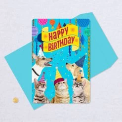 Hallmark 16" Party Cats And Dogs Jumbo Birthday Card From All -Hallmark Party Cats Dogs Birthday Card From Us 1299CBG3004 05