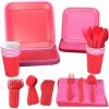 Hallmark Color Pop 96-Piece Tableware Basics Party Kit, Red And Pink 2 Hallmark Color Pop 96-Piece Tableware Basics Party Kit, Red And Pink -Hallmark Party Supplies in a Box Plates Napkins and Cups 5CLP1000 01