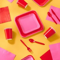 Hallmark Color Pop 96-Piece Tableware Basics Party Kit, Red And Pink 6 Hallmark Color Pop 96-Piece Tableware Basics Party Kit, Red And Pink -Hallmark Party Supplies in a Box Plates Napkins and Cups 5CLP1000 03