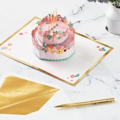 Hallmark Every Good Thing Floral Cake 3D Pop-Up Birthday Card -Hallmark Pink Cake and Flowers 3D PopUp Birthday Card for Her 1299LAD2886 06