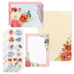 Hallmark Pink Floral Stationery Set And Desk Organizer Box 10 Hallmark Pink Floral Stationery Set And Desk Organizer Box -Hallmark Pink Floral Stationery Set and Note Cards in Box 5STZ1186 03