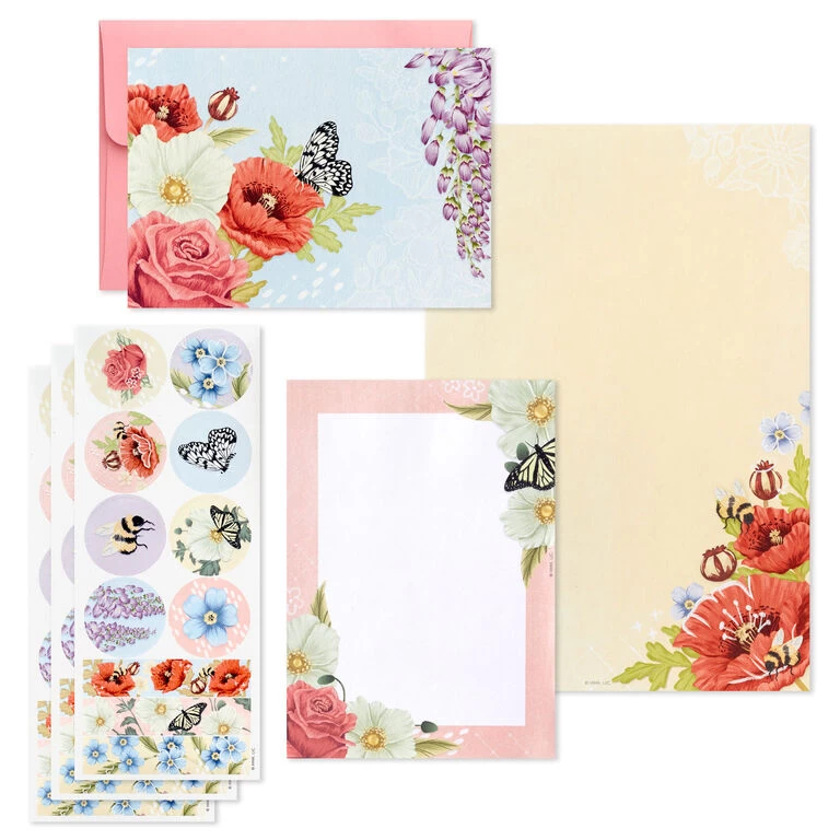Hallmark Pink Floral Stationery Set And Desk Organizer Box 5 Hallmark Pink Floral Stationery Set And Desk Organizer Box - Image 3