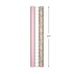 Hallmark Pink And Gray 3-Pack Wrapping Paper, 85 Sq. Ft. Total 17 Hallmark Pink And Gray 3-Pack Wrapping Paper, 85 Sq. Ft. Total -Hallmark Pink and Gray 2 Standard 1 Foil 3Pack Gift Wrap 5EWR6421 08