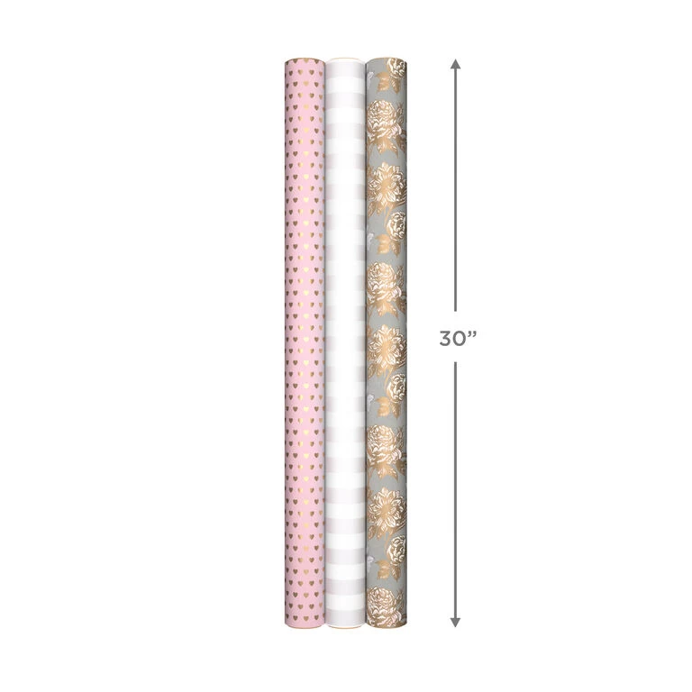 Hallmark Pink And Gray 3-Pack Wrapping Paper, 85 Sq. Ft. Total 10 Hallmark Pink And Gray 3-Pack Wrapping Paper, 85 Sq. Ft. Total - Image 8