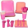 Hallmark Color Pop 96-Piece Tableware Basics Party Kit, Pink And Orange -Hallmark Pink and Orange Party in a Box Party Supplies 5CLP1002 01