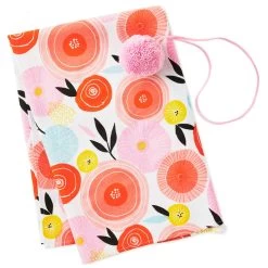 Hallmark 26" Modern Floral Fabric Gift Wrap With Elastic Band -Hallmark PinkandOrange Floral Square Flat Wrapping Cloth 1299EJR6378 03
