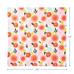 Hallmark 26" Modern Floral Fabric Gift Wrap With Elastic Band -Hallmark PinkandOrange Floral Square Flat Wrapping Cloth 1299EJR6378 04