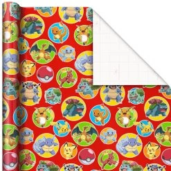Hallmark Assorted Pokémon Wrapping Paper 3-Pack, 60 Sq. Ft. -Hallmark Pokmon Wrapping Paper for Kids Birthdays 5EWR2645 06