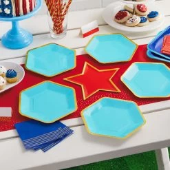 Hallmark Color Pop 60-Piece Tableware Premium Party Kit, Red Star -Hallmark Red Star Shape Plates Party in a Box Supplies 5CLP1013 03