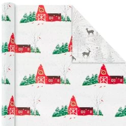 Hallmark Rustic Winter 3-Pack Reversible Metallic Christmas Wrapping Paper, 120 Sq. Ft. 13 Hallmark Rustic Winter 3-Pack Reversible Metallic Christmas Wrapping Paper, 120 Sq. Ft. -Hallmark Rustic Winter Reversible Christmas Wrapping Paper 5JXW1034 06