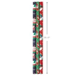 Hallmark Santa Fun 3-Pack Christmas Wrapping Paper Assortment, 120 Sq. Ft. -Hallmark Santa Fun Hallmark Mahogany Christmas Wrapping Paper 5JXW1037 04
