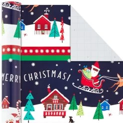 Hallmark Santa Fun 3-Pack Christmas Wrapping Paper Assortment, 120 Sq. Ft. -Hallmark Santa Fun Hallmark Mahogany Christmas Wrapping Paper 5JXW1037 05