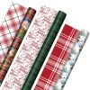 Hallmark Christmas Classics 3-Pack Reversible Wrapping Paper Assortment, 120 Sq. Ft. -Hallmark Santa and Plaids Assorted Reversible Gift Wrap 5JXW1070 01