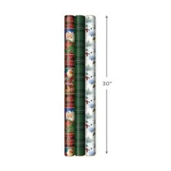 Hallmark Christmas Classics 3-Pack Reversible Wrapping Paper Assortment, 120 Sq. Ft. -Hallmark Santa and Plaids Assorted Reversible Gift Wrap 5JXW1070 03