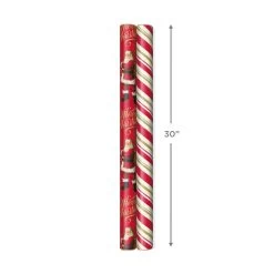 Hallmark Santa And Stripes 2-Pack Christmas Wrapping Paper Assortment, 160 Sq. Ft. -Hallmark Santa and Stripes Assorted Christmas Wrapping Paper 5JXW1055 04