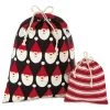 Hallmark 10" And 20" Santa And Stripes 2-Pack Fabric Christmas Gift Bags 1 Hallmark 10" And 20" Santa And Stripes 2-Pack Fabric Christmas Gift Bags -Hallmark Santa and Stripes Medium and XL Fabric Gift Bags XGB4902 01