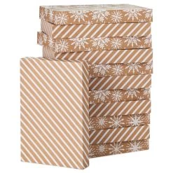 Hallmark Snowflakes And Stripes 12-Pack Designed Brown Shirt Boxes